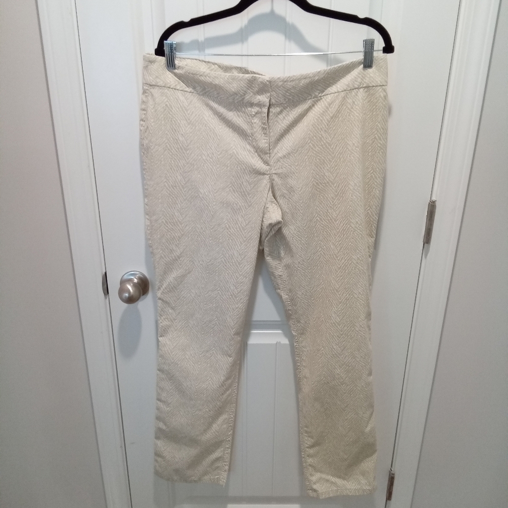 Loft Plus Size 14 Tan and White Zebra Print Straight Leg Business Casual Pants